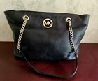 Michael Kors Fulton Black Pebbled Leather Tote Purse With Gold Hardware