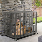 46” Jumbo Metal Heavy Duty Large Pet Dog Cage Crate Kennel Wheel Indoor Outdoor