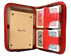 Vintage GRIFFON Red Leather Playing Cards Zipper Case, Stock Cards Included