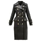 Women leather trench coat Double-breasted Quilted leather coat Dress