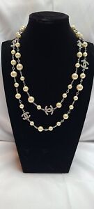 Chanel Necklace Faux Pearl And Crystal