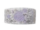 ~10yds Floral Woven Ribbon Trim- White,Lilac & Silver 1.37In