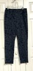 Chico’s Sz 2T (L/12) Dark Floral Pull On Pants Ponte Knit feel Stretchy