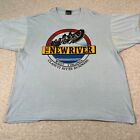 Vintage New River Rafting Shirt Adult Extra Large Blue Single Stitch Mens 80s