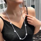 Top Baguette CZ Silver Plated Women Long Sweater Chain Necklace Wedding Jewelry