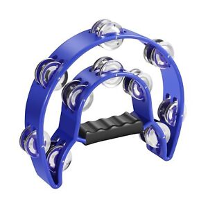 Double Row Jingles Half Moon Musical Tambourine Percussion Drum Blue Party Gift