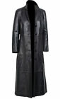 Leather Trench Coat Long  Coat For Men Genuine Lambskin Full Length Overcoat