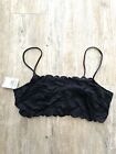 NEW FREE PEOPLE Spaghetti Strap Lace Bralette Bra BLACK Reese Sheer Unlined NWT
