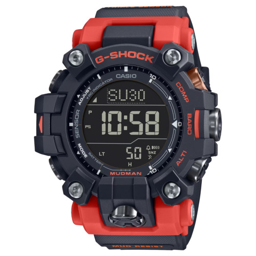 New ListingCasio G-Shock Master Of G Mudman Black And Red Resin Solar Watch GW-9500-1A4