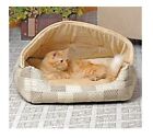 K&H Pet Products Hooded Lounge Sleeper Pet Bed Tan Patchwork Print 20 X 25 In...