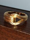 Women's Ariva Sterling 14K Gold Clad Textured Interlocking Ring (sz 8)-NEW