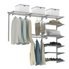 Custom Closet Organizer Kit 4 to 6 FT Wall-mounted Closet System w/Hang Rod Grey