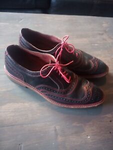 Allen Edmonds Ridgeway Black Red Leather Wingtip Oxford Shoes 10.5