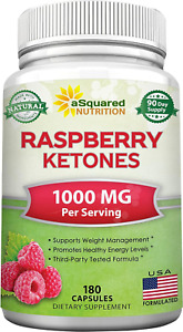 All Natural Raspberry Ketones 1000Mg - 180 Capsules - Weight Loss Supplement,...