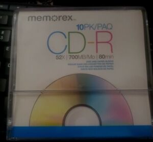 New ListingMemorex CD-R 52x 700MB 80 Min 10 Pack Blank CD’s Music Photos NEW Recordable
