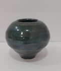 Studio Art Pottery Vase Tapered, Dark Green,  Glazed, Signed 4