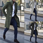 Men's Wool Blend Trench Coat French Business Overcoat Winter Warm Long Top Coat