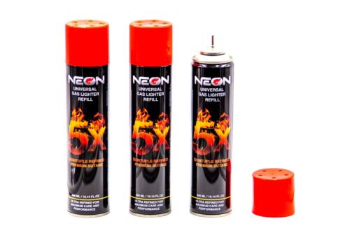 Neon Lighter 5X Gas Refill Butane Fluid Fuel Refined 300ml 10.1 (Pack of 3)