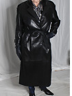 Womens Leather Trench Coat Black S-M-L Long Andrew Marc SOFT Lambskin Vintage