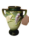 Vintage ROSEVILLE POTTERY ”Freesia” Green Double Handle Vase - #121-8