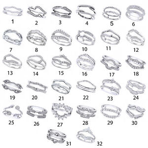 Fashion Women 925 Sterling Enhancer Gards Engagement Wedding Ring
