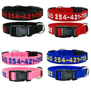 Durable Personalized Custom Embroidered Nylon Dog Collar Adjustable Name number