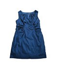 Adrianna Papell Women Size 16W Blue Navy Satin Ruched Sheath Cocktail Dress