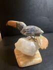New ListingHand Carved Multi Gemstone Toucan On Quartzite Base