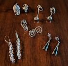 Vintage Jewelry Lot Of 5 Earring Pairs Pierced Silvertone And Glass Beads  J2