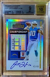 New Listing2020 JUSTIN HERBERT Contenders Championship Ticket RC /49 PSA 8 Chargers