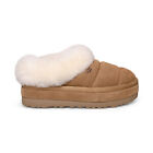 UGG TAZZLITA CHESTNUT SUEDE SHEARLING LINED PLATFROM WOMEN'S SLIPPERS SIZE US 7