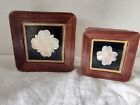 Vintage Mother of Pearl Inlay Trinket Jewelry Box Lot of 2 Woven Wood w/Lids