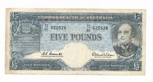Australia 5 Pounds Coombs-Wilson Reserve R.50 Crisp VF Note