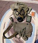 1980s US Army M17 A1 BIOLOGICAL GAS MASK w/CHEMICAL HOOD Canvas Bag DECON 1 Kit+