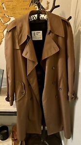 Vintage London Fog Tempo Europa Trench Coat Tan Double Breasted Men's 40 Reg