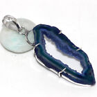 925 Silver Plated-Agate Geode Slice Ethnic Gemstone Pendant Jewelry 2.6