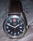 Victorinox Swiss Army mens watch silver stainless Brown Leather Band Day Date