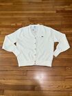 Vintage Izod Lacoste Mens Cardigan Sweater White Alligator Logo Sz Large NWT NOS