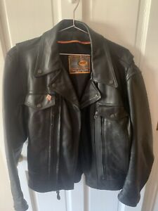 First Classics M Black Leather Motorcycle Jacket Div. of First Manufacturing