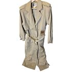 Vintage Together Co Ltd Tan Military Style Belted Long Trench Coat SZ 10