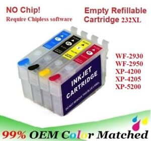 232XL Alternative No Chip Refillable Cartridge for WF-2950 XP-4200 XP-4205