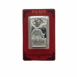2021 Pamp Suisse Lunar Year Ox 1 oz .999 Silver Bar in Card - Hard to Find