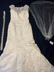Ivory Wedding Dress Size 10 With Belt & NWT Veil