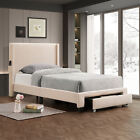 Twin Size Bed Frame with Headboard & Storage Drawers Upholstered Platform Bed