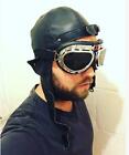 Unisex Aviator Pilot Steam Punk Faux Leather Motorbike Hat with Goggles - Des. 1