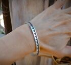 Native American Hopi Sterling Silver Symbol Cuff Bracelet, Signed ML