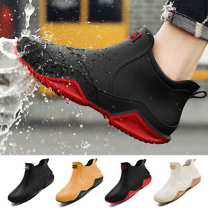 Waterproof Rain Boots Outdoor Fishing Water Shoes PU Low Top Men Boots Size 10