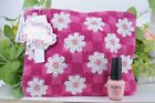 NWT LARGE Noor-e-Noire Linen Beaded Cosmetic Makeup Zip Pouch Bag + OPI POLISH