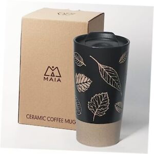 Tumbler Travel Coffee Mugs Coffee Cups with Lids Ceramic Portable 12oz Black