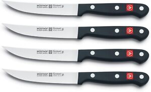 Wusthof Gourmet Steak Knife Set Of 4 Black High Carbon Stainless Steel Blades